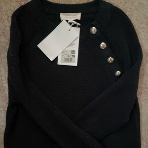 And Other Stories Black Button Shoulder Knit Sweater Size S NWT